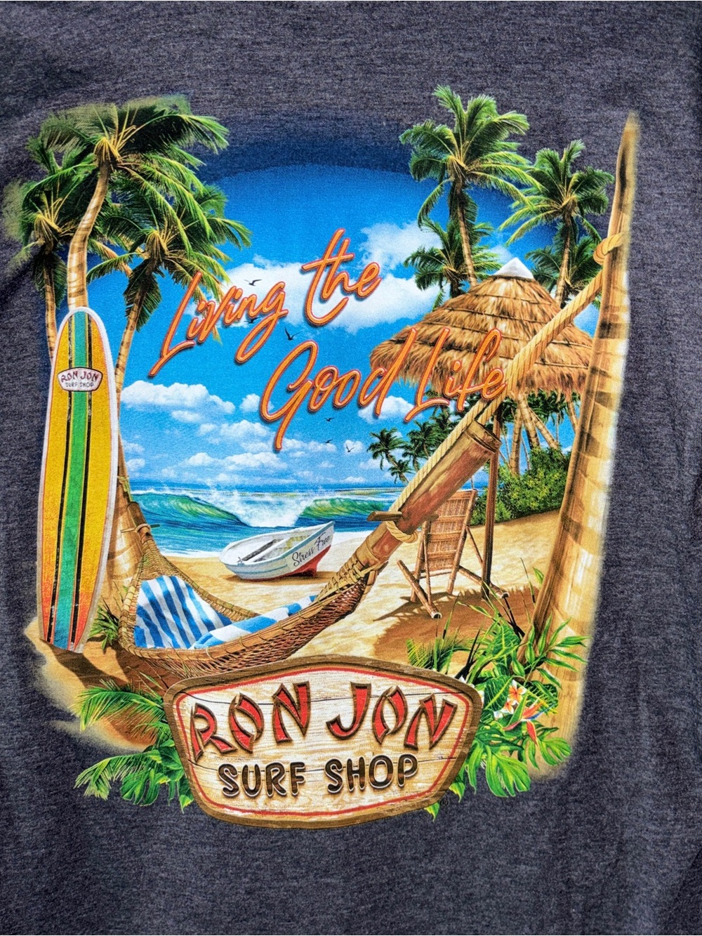 Ron Jon Tropical Beach Graphic Tee in Blue, Green and Orange